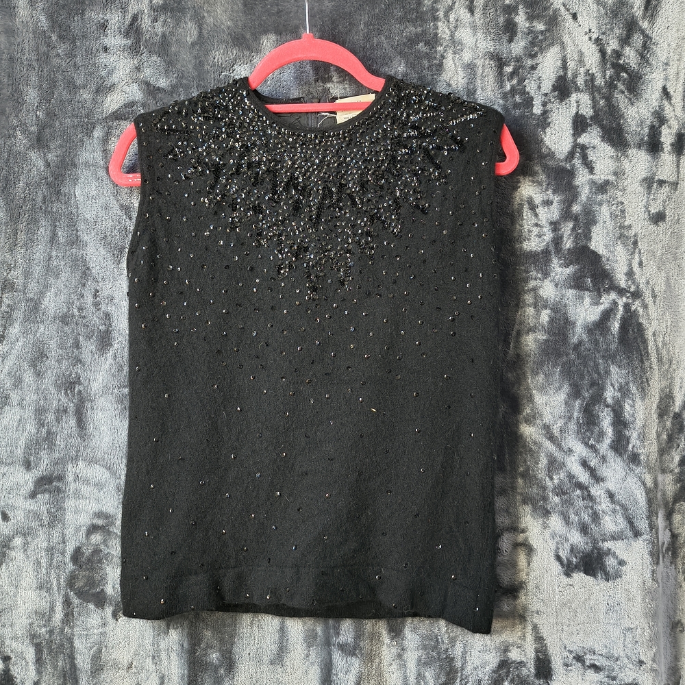 Neiman Marcus Black Beaded Blouse
